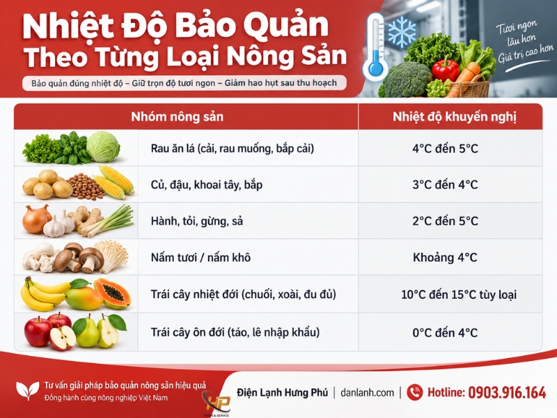 Báo giá kho lạnh nông sản theo dung tích - Điện Lạnh Hưng Phú