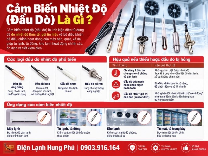 Cảm biến nhiệt độ đầu dò kho lạnh là gì - Điện Lạnh Hưng Phú