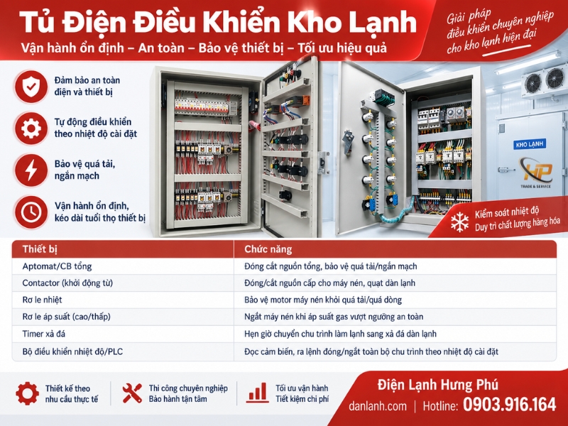 Tủ điện điều khiển kho lạnh cấu tạo sơ đồ mạch điện - Điện Lạnh Hưng Phú