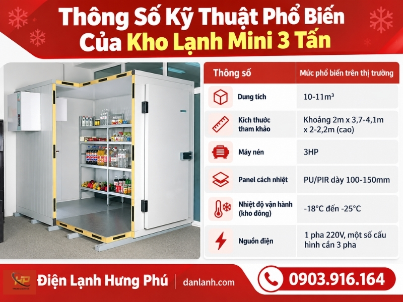 Kho lạnh mini 3 tấn - Điện Lạnh Hưng Phú