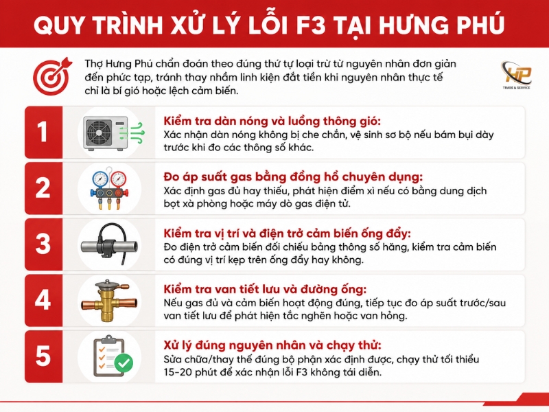 Lỗi F3 điều hòa Daikin — nguyên nhân và cách xử lý — Điện Lạnh Hưng Phú