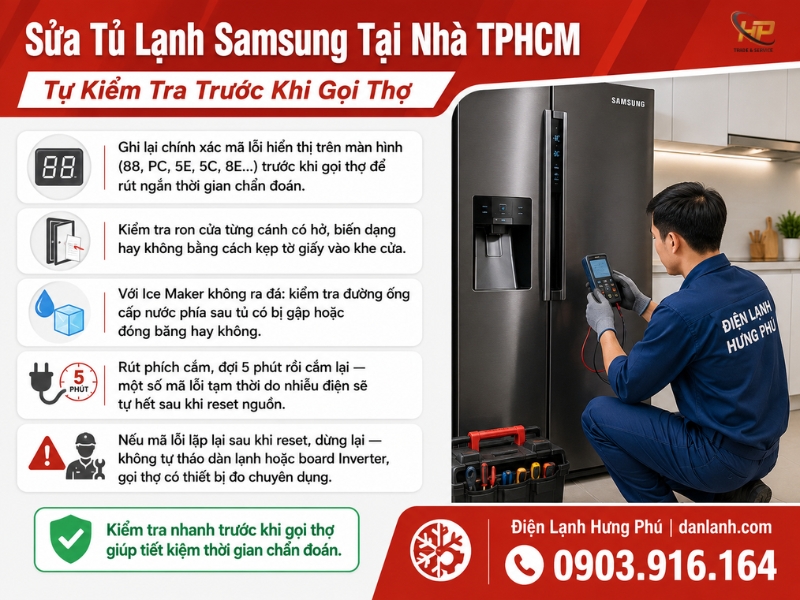 Sửa Tủ Lạnh Samsung Tại Nhà TPHCM — Thợ Chuyên, Báo Giá Trước — Điện Lạnh Hưng Phú