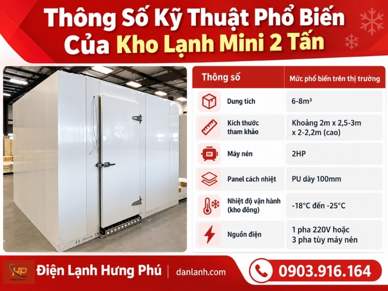Kho lạnh mini 2 tấn - Điện Lạnh Hưng Phú